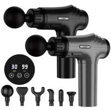 Portable Massage Gun with LED Touch Screen, Rechargeable Lithium Battery,6 Heads