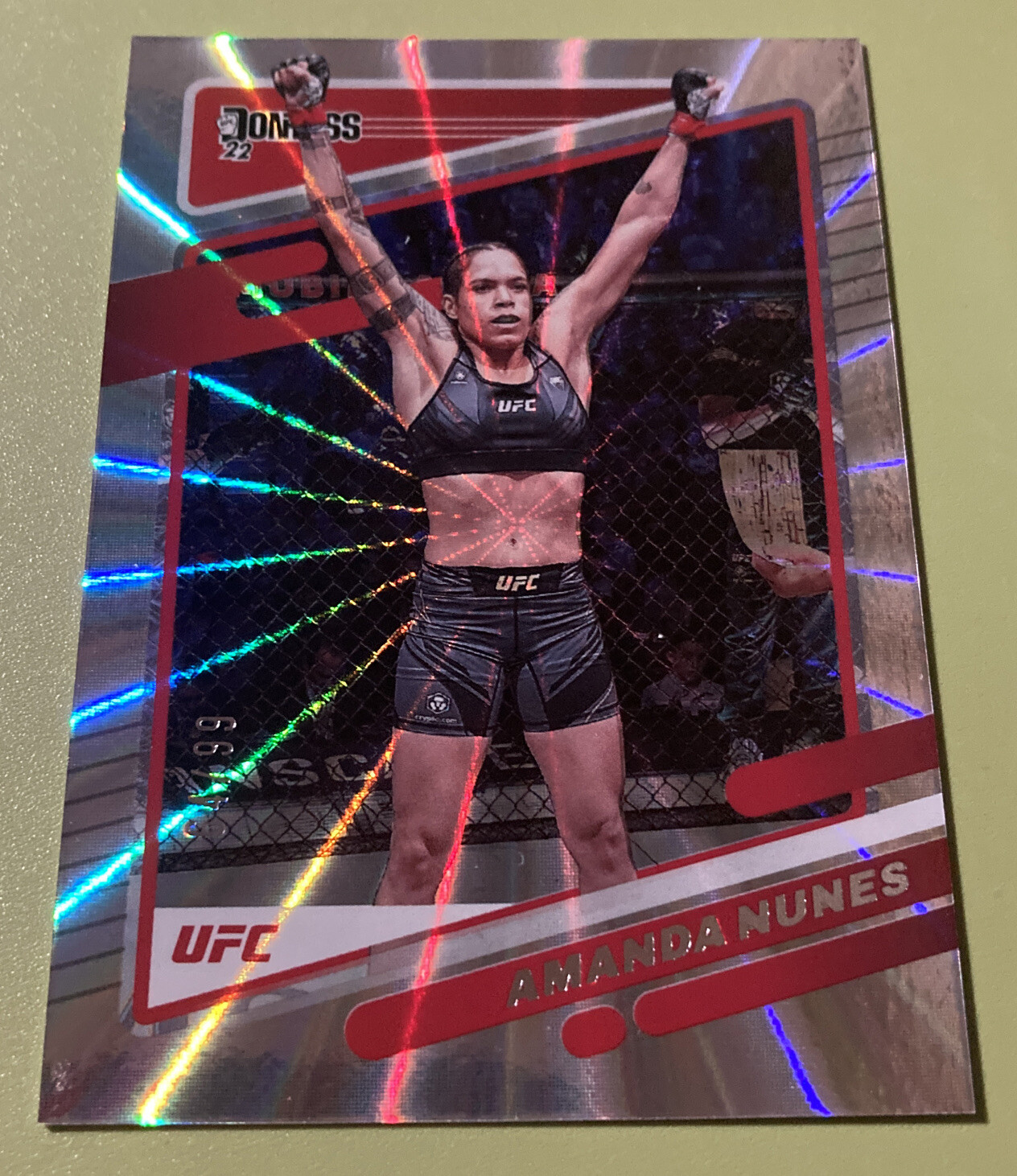 Amanda Nunes 2022 Panini Donruss UFC #63 Holo Laser 64/99