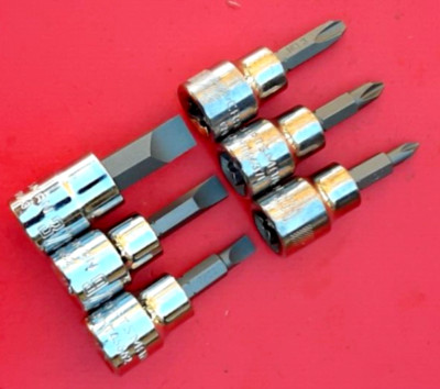 NEW CRAFTSMAN 6Pc 3/8'' Drive Phillips Flat Tip Screwdriver Bit Driver Socket Set