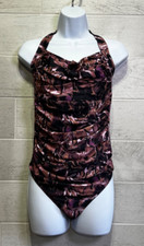 Smismivo Womens Plus Size XXL HalterTopSlimmingVintageRetroRuched 1pc Swimsuit
