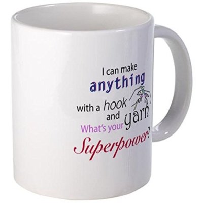 11oz mug Crochet Superhero - Printed Ceramic Coffee Tea Cup Gift
