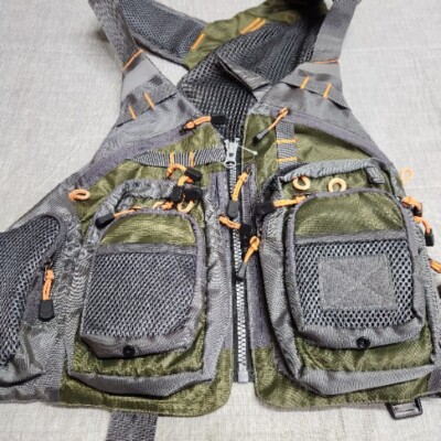 Fly Fishing Outdoor Vest Breathable Mesh Green Adjustable Straps CT-1658 Adult