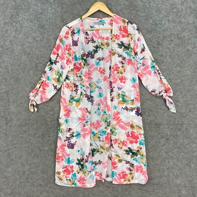 Katies Womens Duster Robe Top Size 8 Multicolour Open Front 3/4 Sleeve 26935
