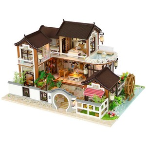 Niños de madera Muñeca Casa Miniatura Kit Conjunto de arquitectura antigua Casa de Muñecas Juguete | eBay