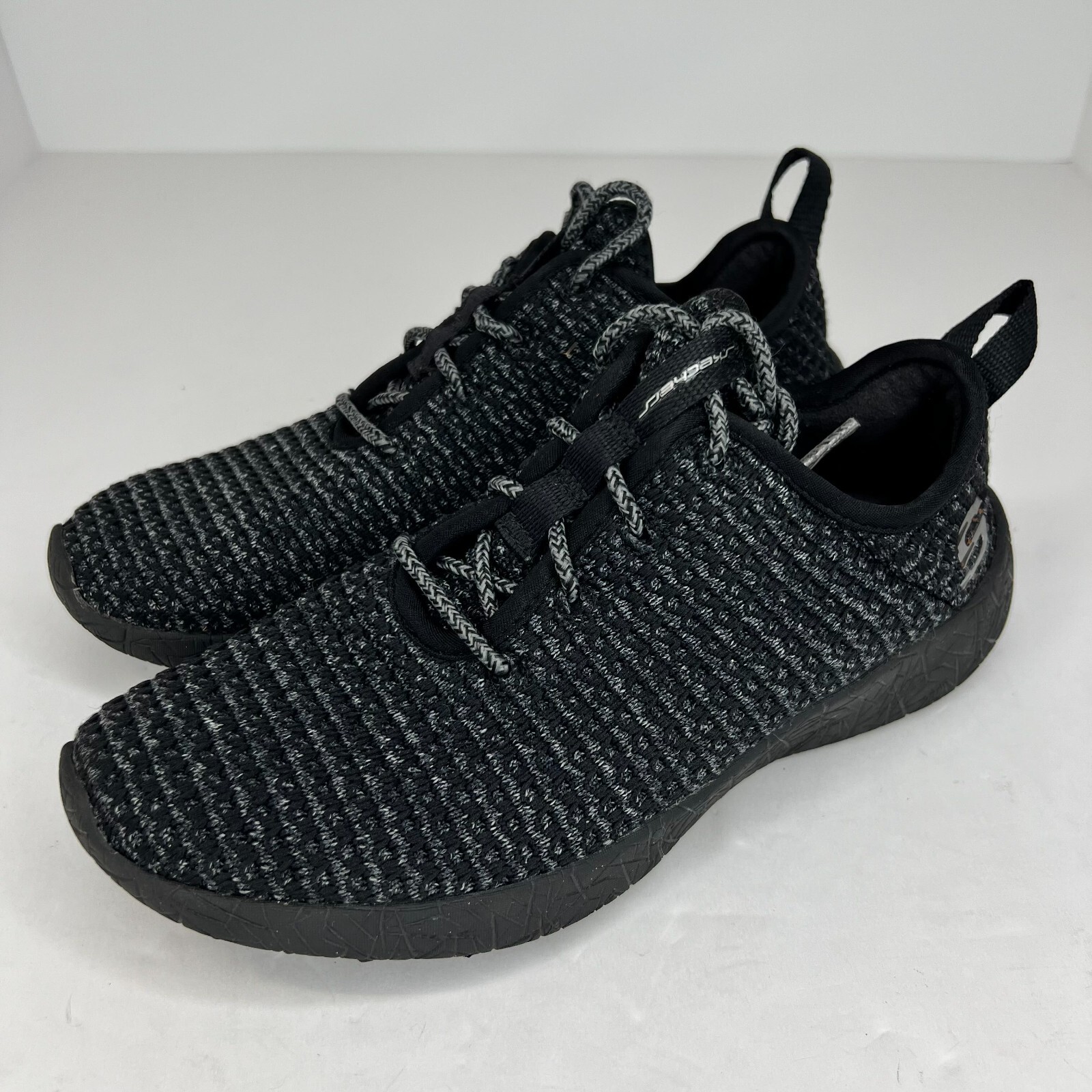 Skechers Mens 52114 Black Burst Donlen Lace Up Low Top Mesh Size 6 Walking Shoes