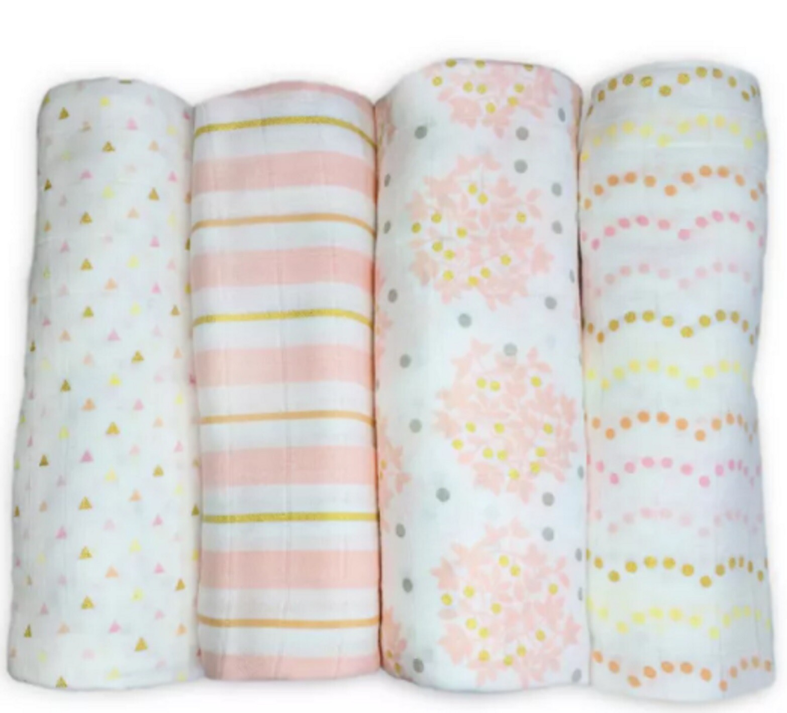 SwaddleDesigns Cotton Muslin Swaddle Blankets Set of 4 Pink Heavenly