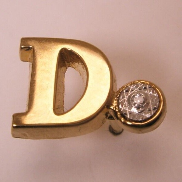 D Monogram White Rhinestone Initial Letter Vintag… - image 2