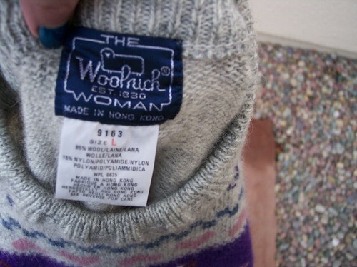 Woolrich Vintage Wollmischung Pullover Gr. L OSTERN Hase Kaninchen Schaf Sampler Top - Bild 9 von 10