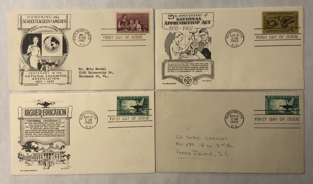 United States FDC First Day Covers Education1957 & 1962 Lot 4 Good Condition