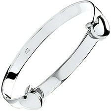 Silver Heart Baby Bangle Girls Christening Gift 925 Hallmark British Made Boxed