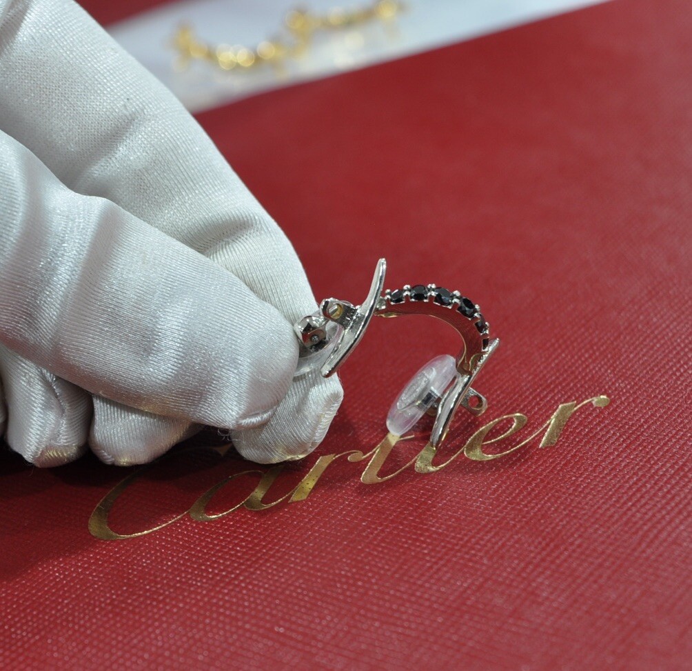 Cartier adjust vintage C decor  nose clip  glasses rimless frame Black diamonds