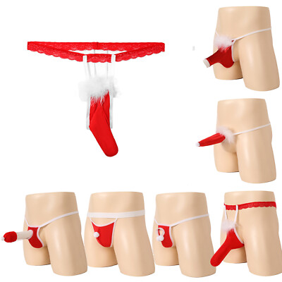Men's Christmas Santa G-Strings Thong T-Back Funny Xmas Underwear Bikini  Gift | eBay
