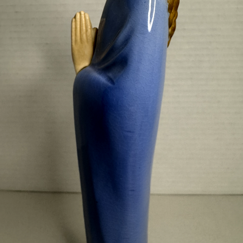 Adesivo Statua Religiosa Vergine Maria Vintage 1961 Abito Blu Preghiera Spirituale - Foto 8 di 20
