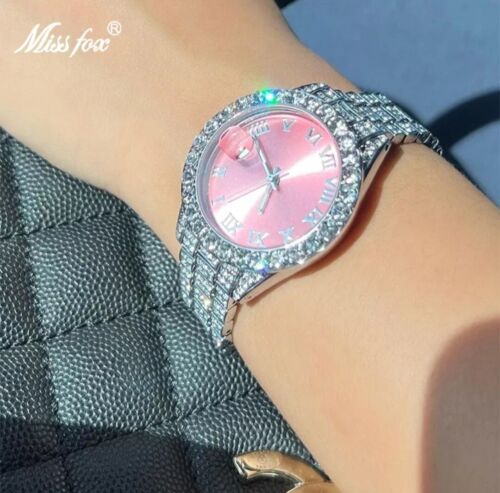 Reloj de cuarto rosa para mujer, accesorio de lujo con esfera pequeña, elegante - Imagen 1 de 11