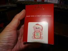 Hallmark Ornament BABY GIRL'S FIRST CHRISTMAS PINK TEDDY BEAR 2021 NIB