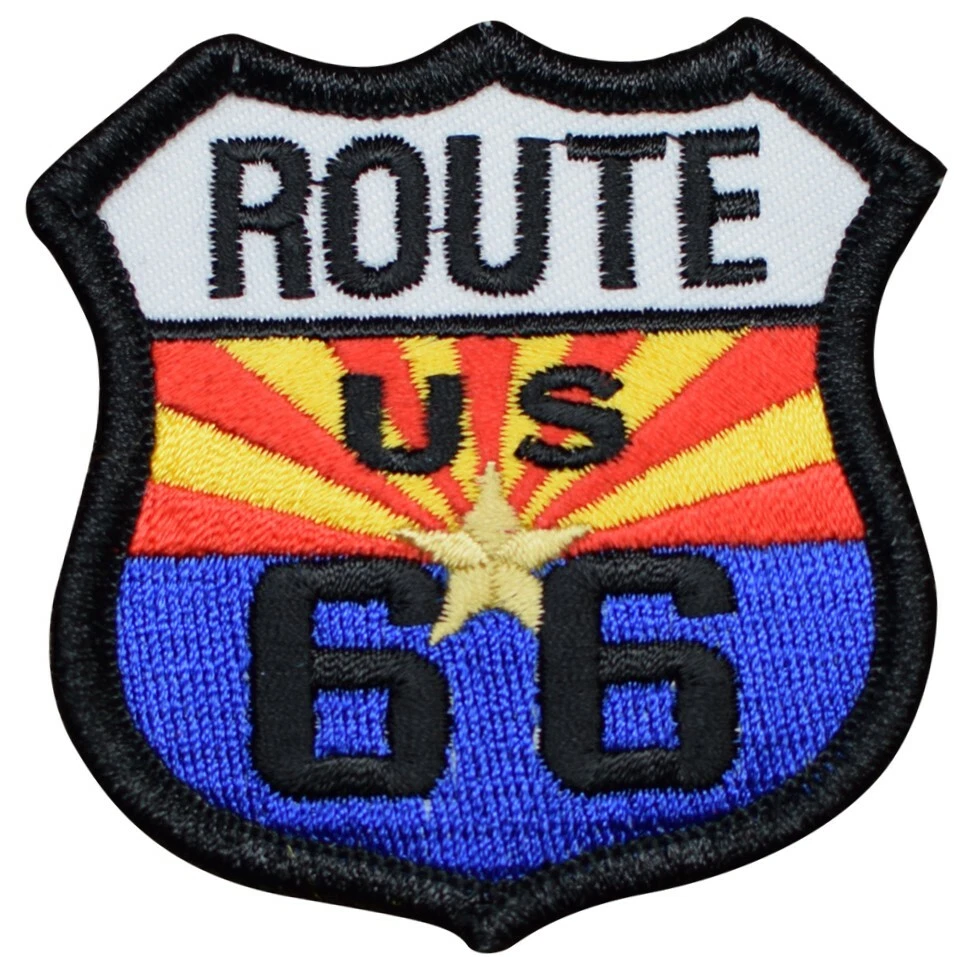 Arizona Route 66 Patch - Embroidered Flag Shield Highway Sign Badge 2.5" Iron On - Image 2 of 2