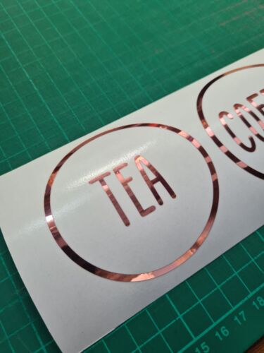 Rose Gold Chrome Tea, Coffee, Sugar Kitchen Jar Canister Labels Vinyl Stickers - Picture 1 of 4