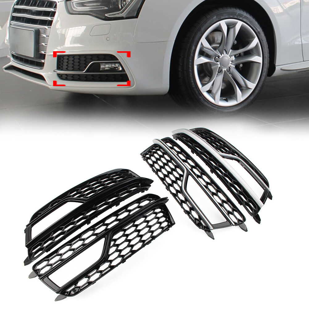 2x Front Bumper Honeycomb Mesh Fog Light Grille Cover For Audi A5 S-Line S5