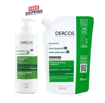 Vichy Dercos Anti-Dandruff DS Shampoo & Refill for Oily Hair 390ml