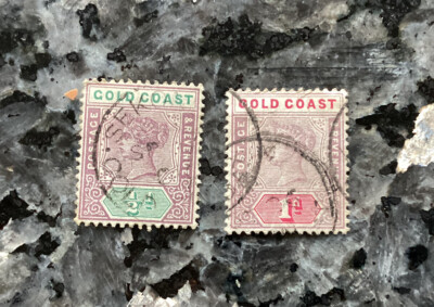 GOLD COAST QV 1898 SG26 1/2d DULL MAUVE & GREEN SG27 1d DULL MAUVE ...