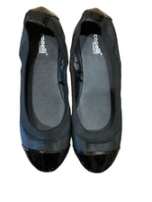 Capelli New York Women's 6 Black Ballet Flats Patent Toe Slip-On Comfort Shoes