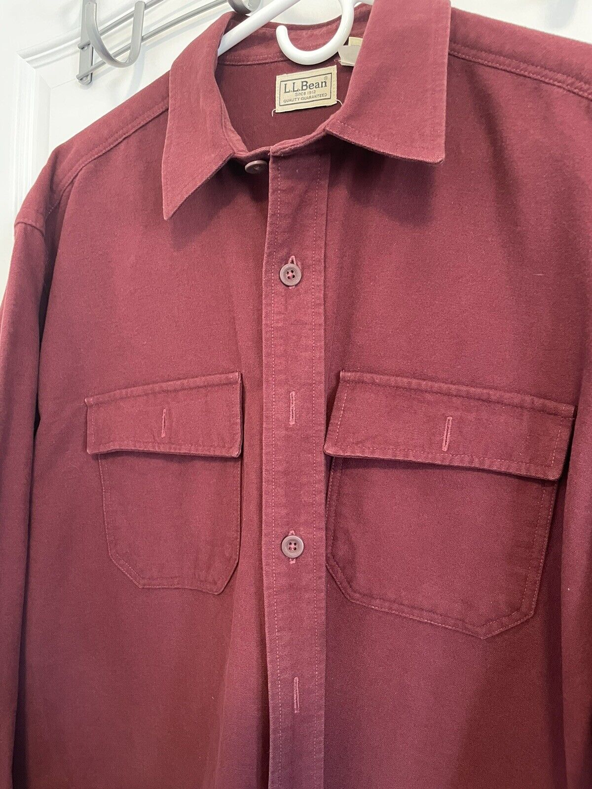 LL Bean Men's Chamois Shirt Red Burgundy Heavy 10… - image 3