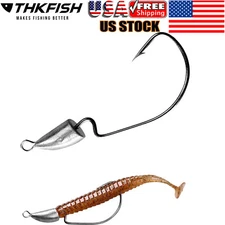 THKFISH10PCS Weedless Darter Swimbait Jig Head Bullet Style Weighted Offset Hook