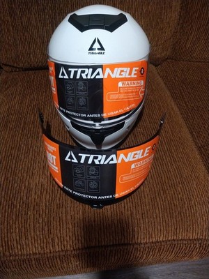 Triangle Motorcycle Double Shield Helmet (Size Small) White with Black