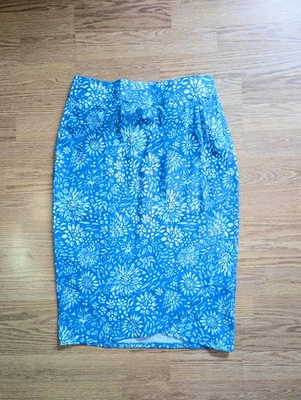 Neu mit Etikett Rip Rock blau Blumendruck echter Wickel lässiger Midi Bleistiftrock Größe XS - Bild 1 von 4