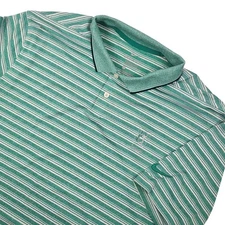 Nike Men's L DRI-FIT Golf Polo Shirt Green Striped TPC Sawgrass Logo CK4744-370