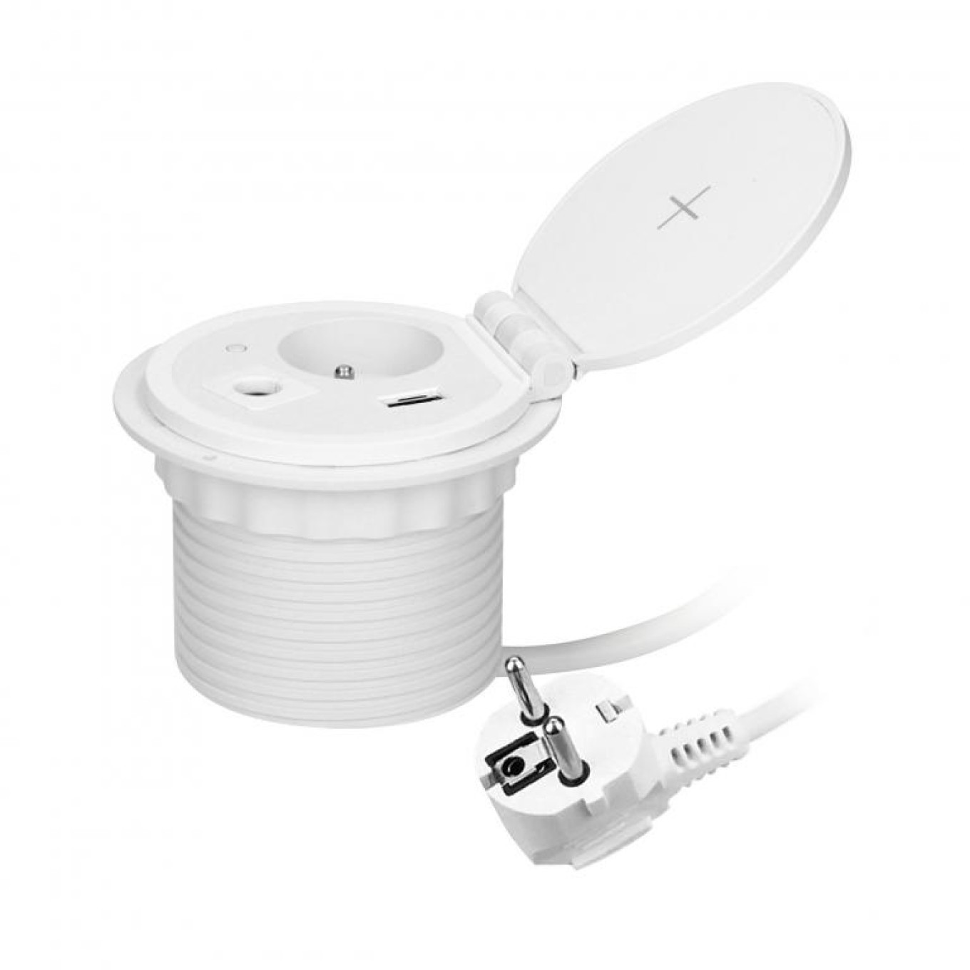 Furniture socket ø8cm in the worktop with OR-GM-9015/W
