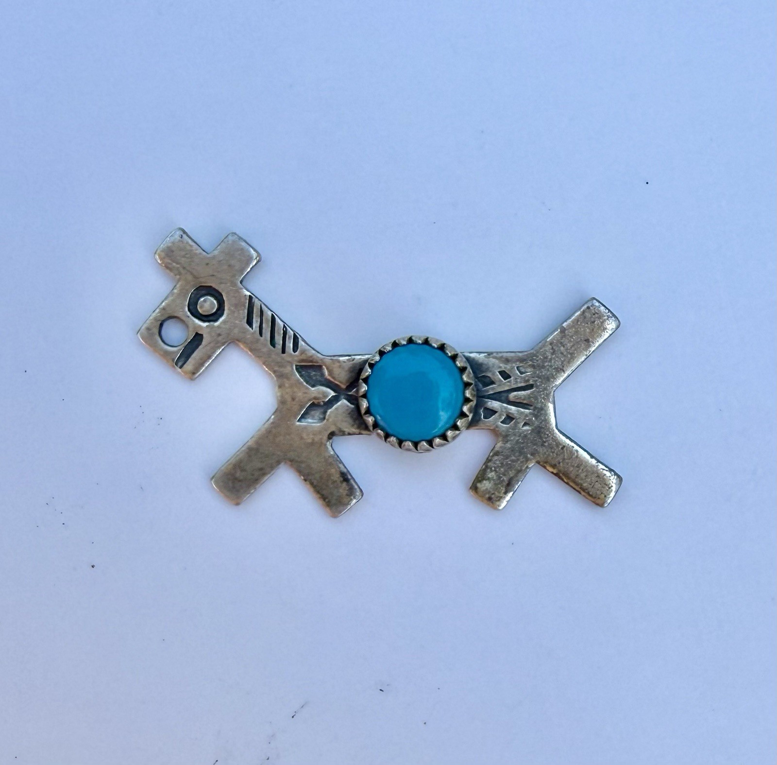 Vtg Fred Harvey Era Sterling Turquoise Little Pony Dog Charm 0.88