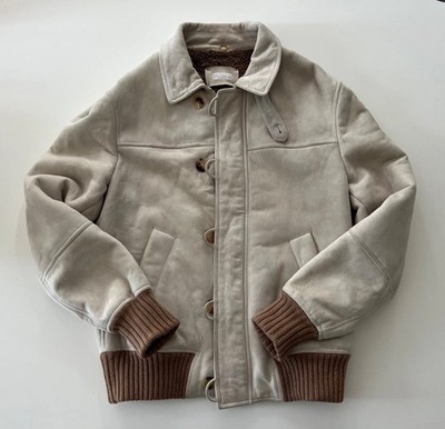 $10K Brunello Cucinelli Sheepskin Suede Cashmere Shearling Grey Bomber Medium