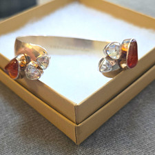 Lilly Barrack Signed 925 Sterling Silver Cuff Bracelet with Citrine