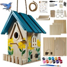 DIY Wooden Bird Houses for Outside with Paint Woodworking Craft for Kids and ...
