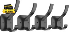 Black Coat Hooks Wall Mount, Wall Hooks for Hanging, Towel Hooks Heavy Duty Back