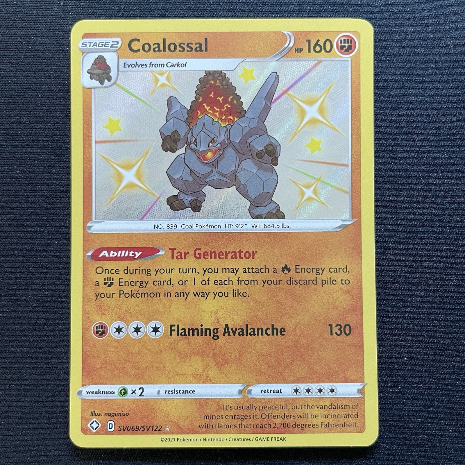 Coalossal SV069/SV122 - Shining Fates Shiny Vault - Pokemon TCG