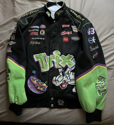 Vintage Trix Cereal JH Design NASCAR  #43 Goodyear Racing Jacket L Bobby Labonte