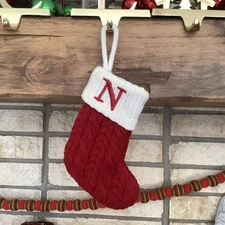 Kohls St Nicholas Square Mini Knitted Christmas Stocking Letter N 7” Stocking