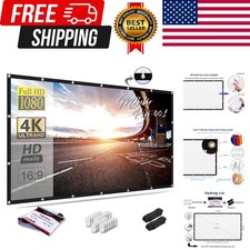 120 inch Projector Screen 16:9 Foldable Anti-Crease Portable Projector Movies...