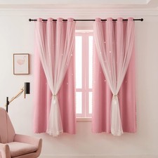 Blackout Curtains Pink 52W x 72L for Girls Bedroom Living