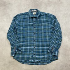 L.L.Bean Flannel Shirt Mens Medium Plaid Checkered Western Button-Down, Blue