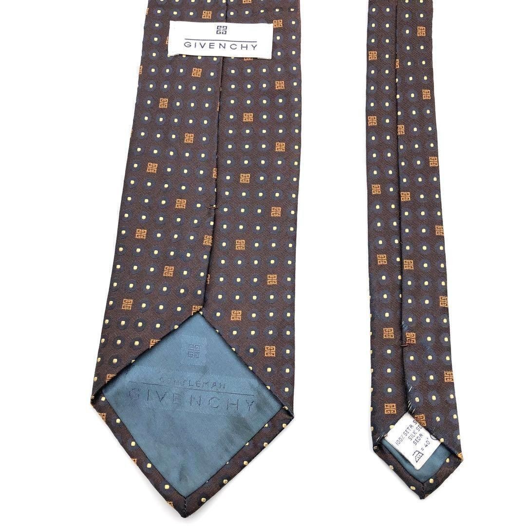 GIVENCHY Necktie 4G Dot Pattern Brown Glossy Used - image 3