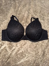 Pre-Owned Victorias Secret PINK Wear Everywhere Push Up Black Leopard Print 38B