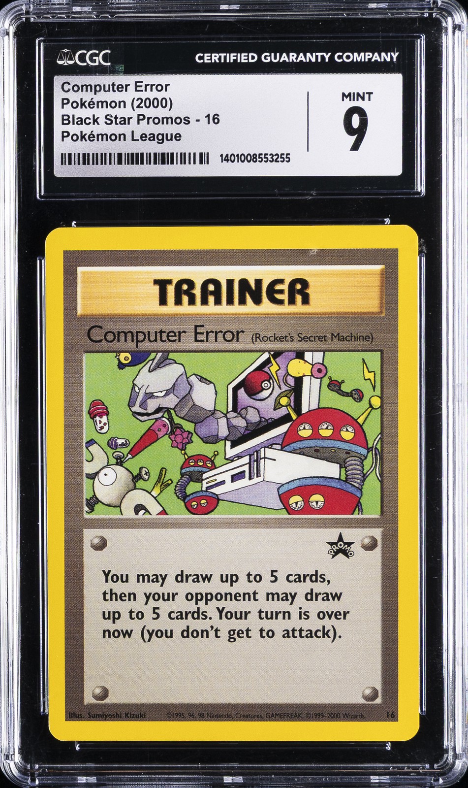 2000 POKEMON PROMO BLACK STAR POKEMON LEAGUE #16 COMPUTER ERROR CGC 9