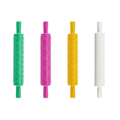 4 Stück Ton Modellieren Muster Rollen Kit 4 Farben Leder Textur Roller