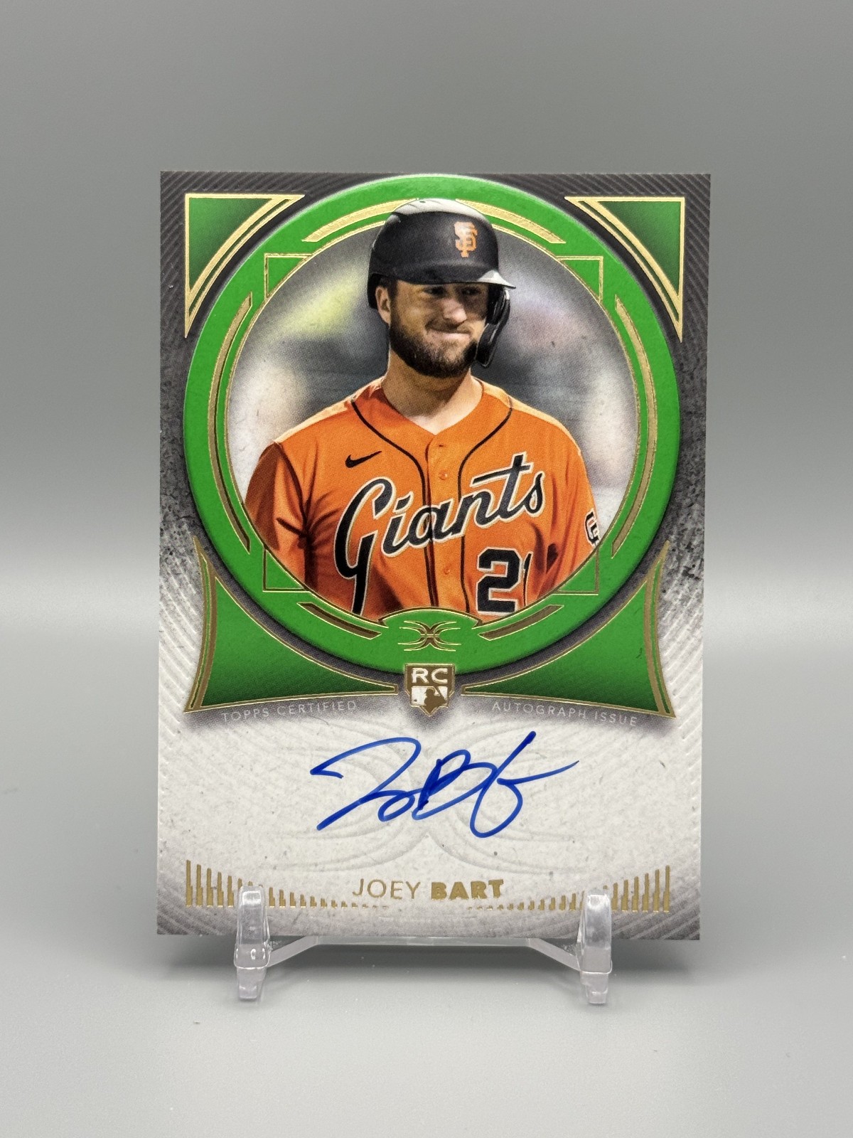2021 Topps Definitive Collection Joey Bart Rookie Auto Green /25 #DRA-JB2 Giants