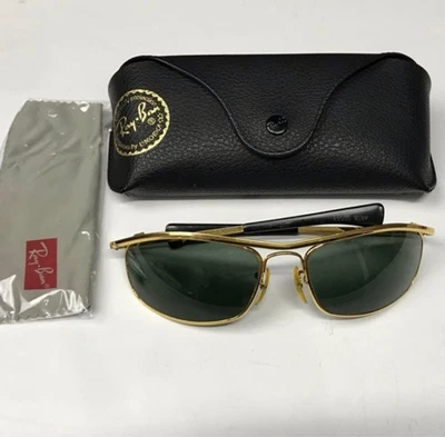 Lunettes de soleil Ray-Ban L0255 monture dorée verres noirs style vintage lun... - Photo 1/4