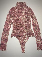 Free People Under It All Bodysuit Womens Large Peony Printed One-Piece CEB1009