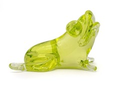 Vtg MCM Murano Vaseline Uranium Glass Frog Fi...